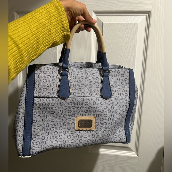 Guess Handbags - Guess Blue and Cream Satchel Bag